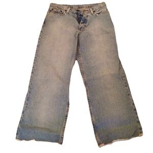 Y2K Polo Ralph Lauren cropped blue jeans with distressed bottom NWOT size 3/4